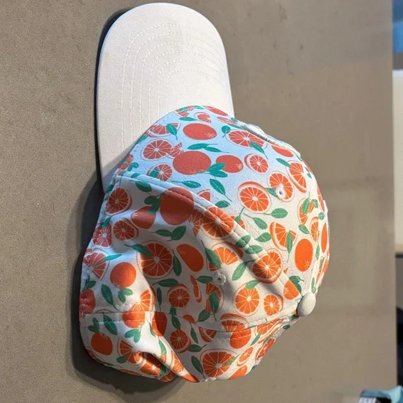 White Puma golf / Baseball Cap adjustable with Orange Citrus Print and 'P' Patch - Picture 4 of 4